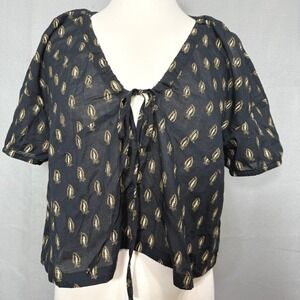 Banana Republic Womens Tie Front V-Neck Top Size S Cropped Boho Chic Cottagecore